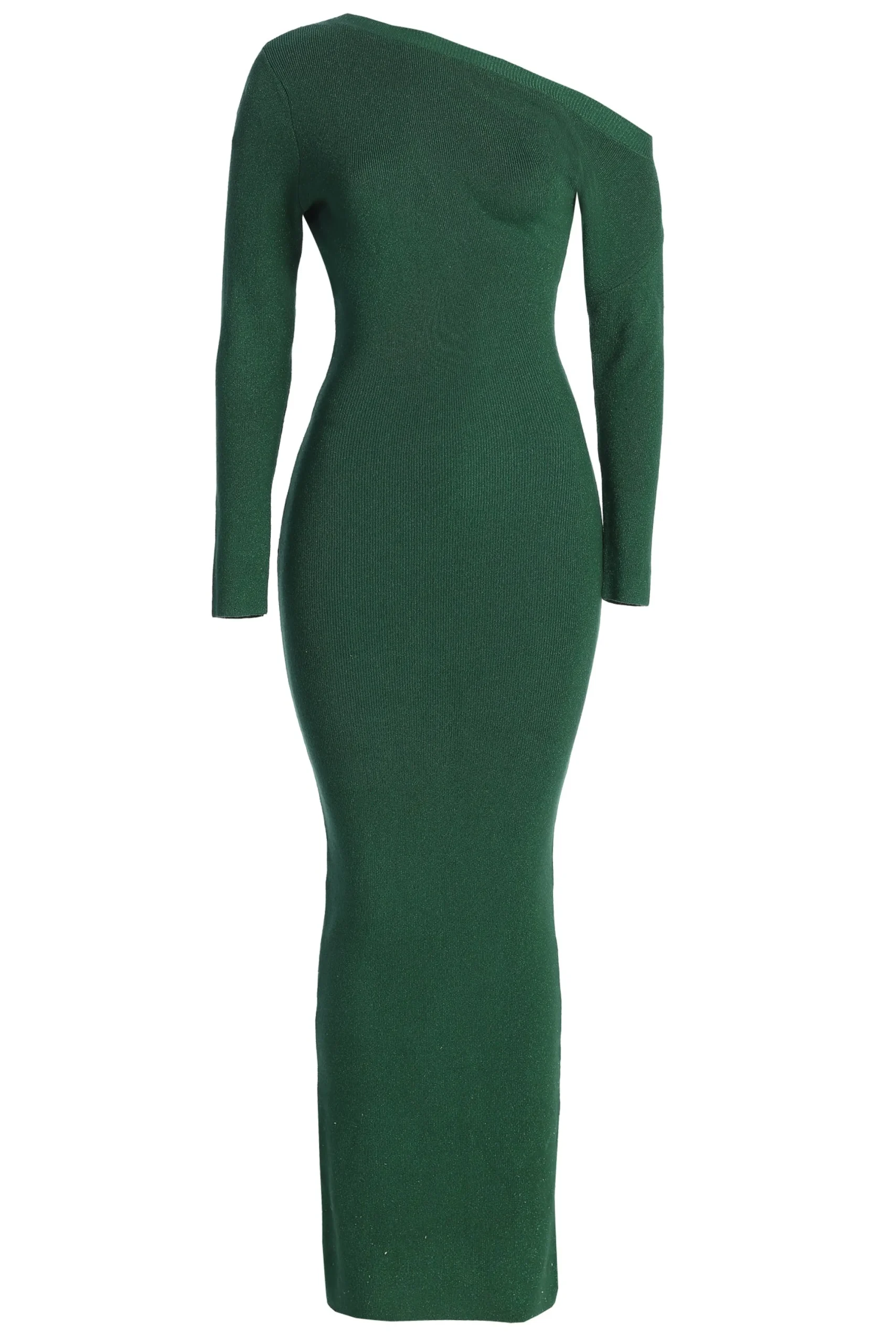 Green Night Shimmers Asymmetrical Maxi Dress