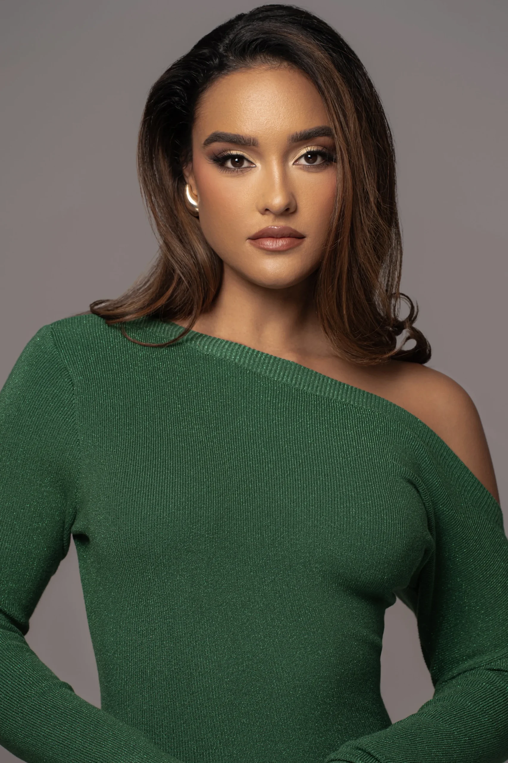 Green Night Shimmers Asymmetrical Maxi Dress