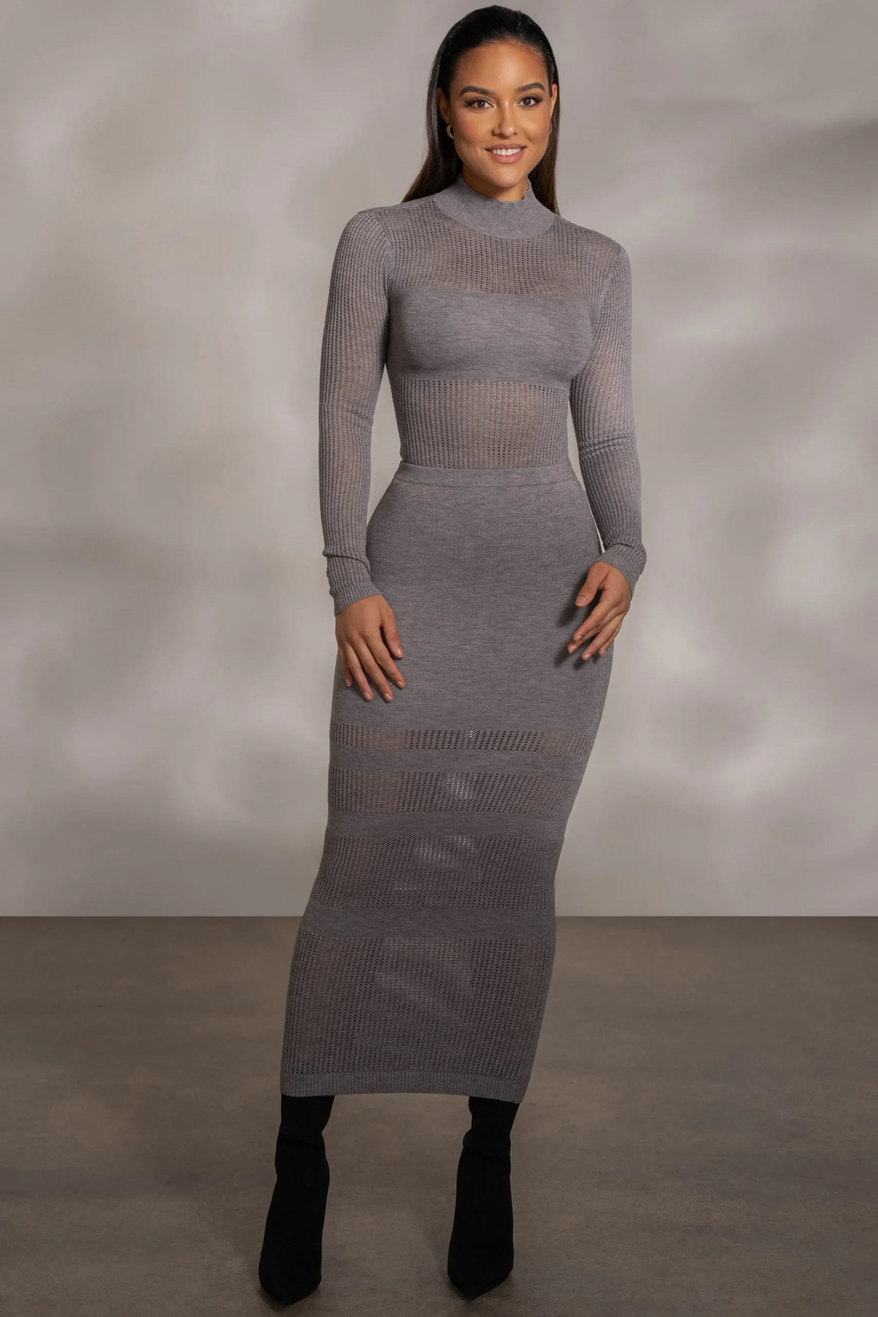 Grey Klaudette Knit Bodysuit