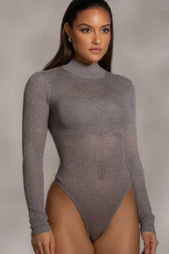 Grey Klaudette Knit Bodysuit