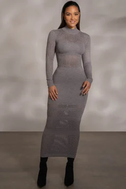 Grey Lina Knit Maxi Skirt