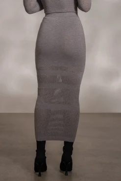 Grey Lina Knit Maxi Skirt