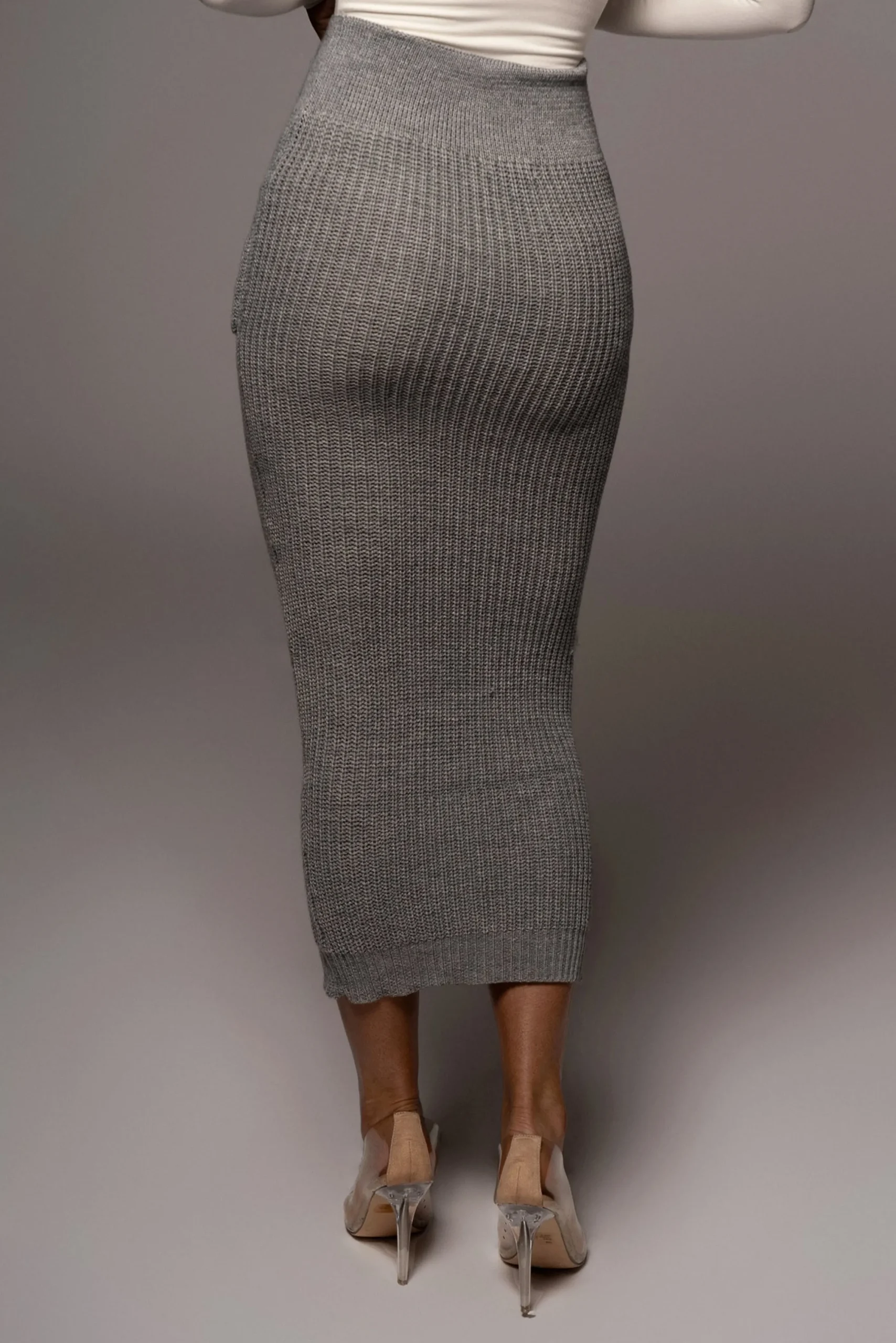 Grey Missy Cable Sweater Midi Skirt
