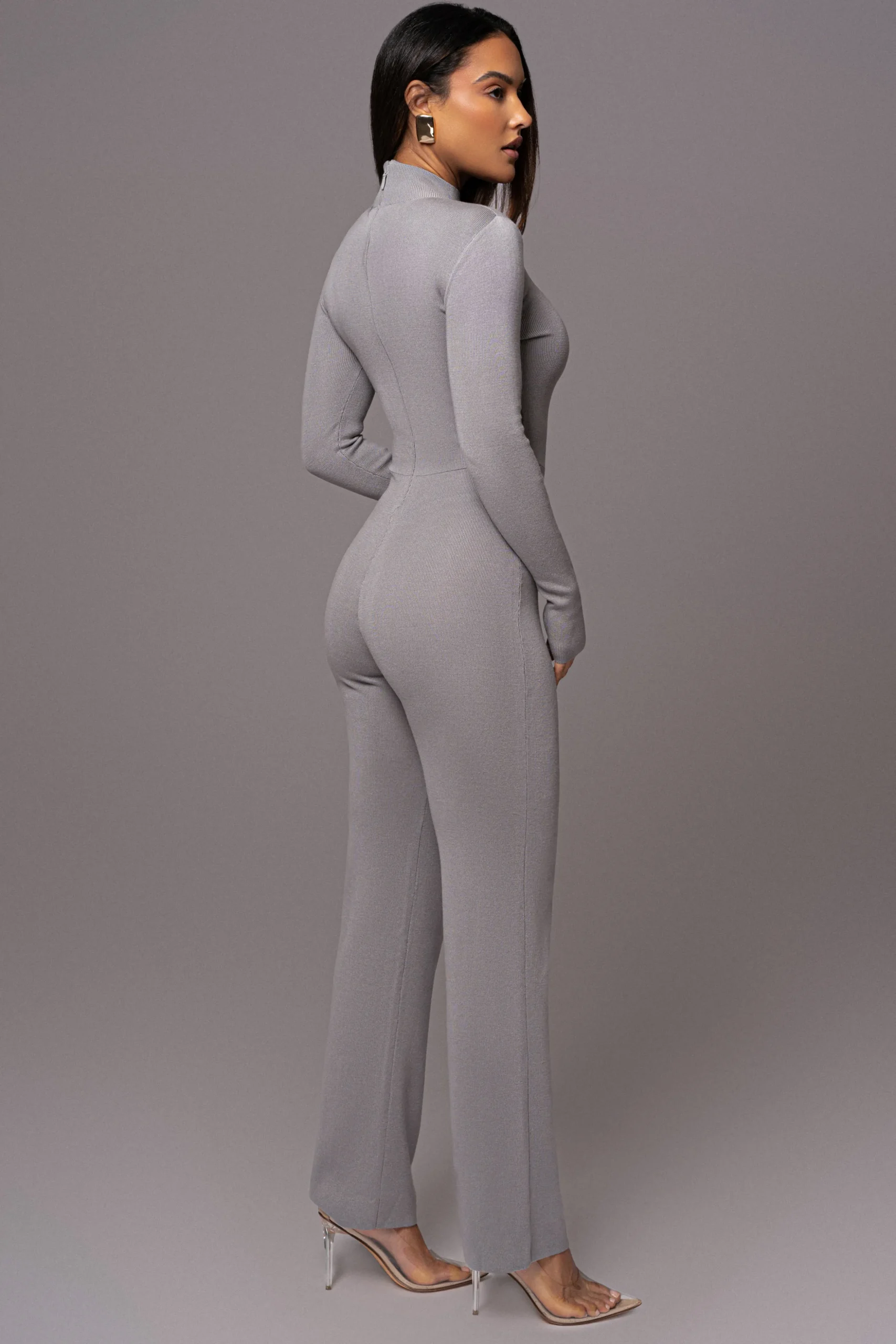 Grey Noel Sweater Knit Jumpsuit