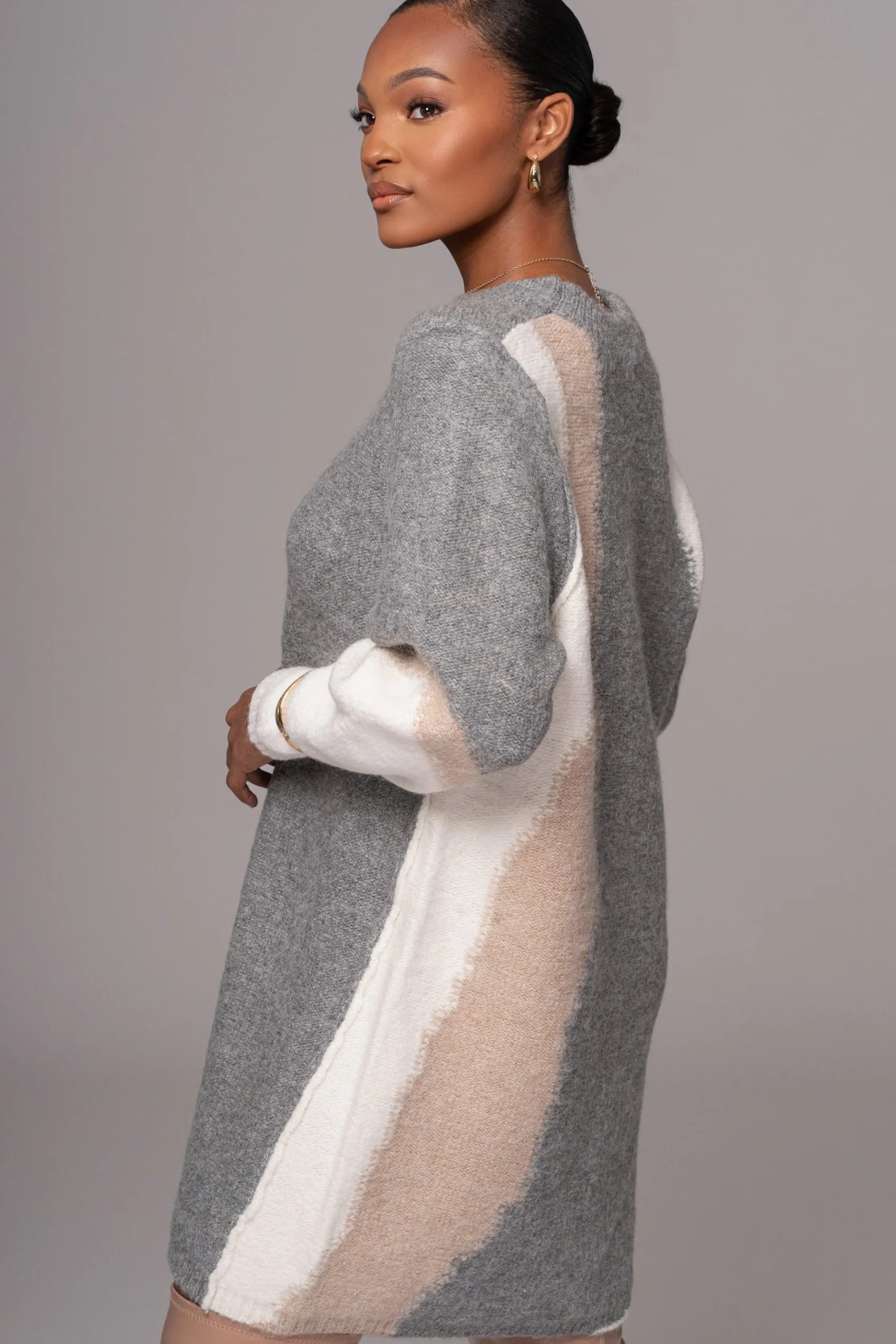 Grey Tash Sweater Knit Dress