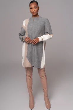 Grey Tash Sweater Knit Dress