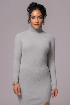 Heather Grey Arlett Turtleneck Bodysuit
