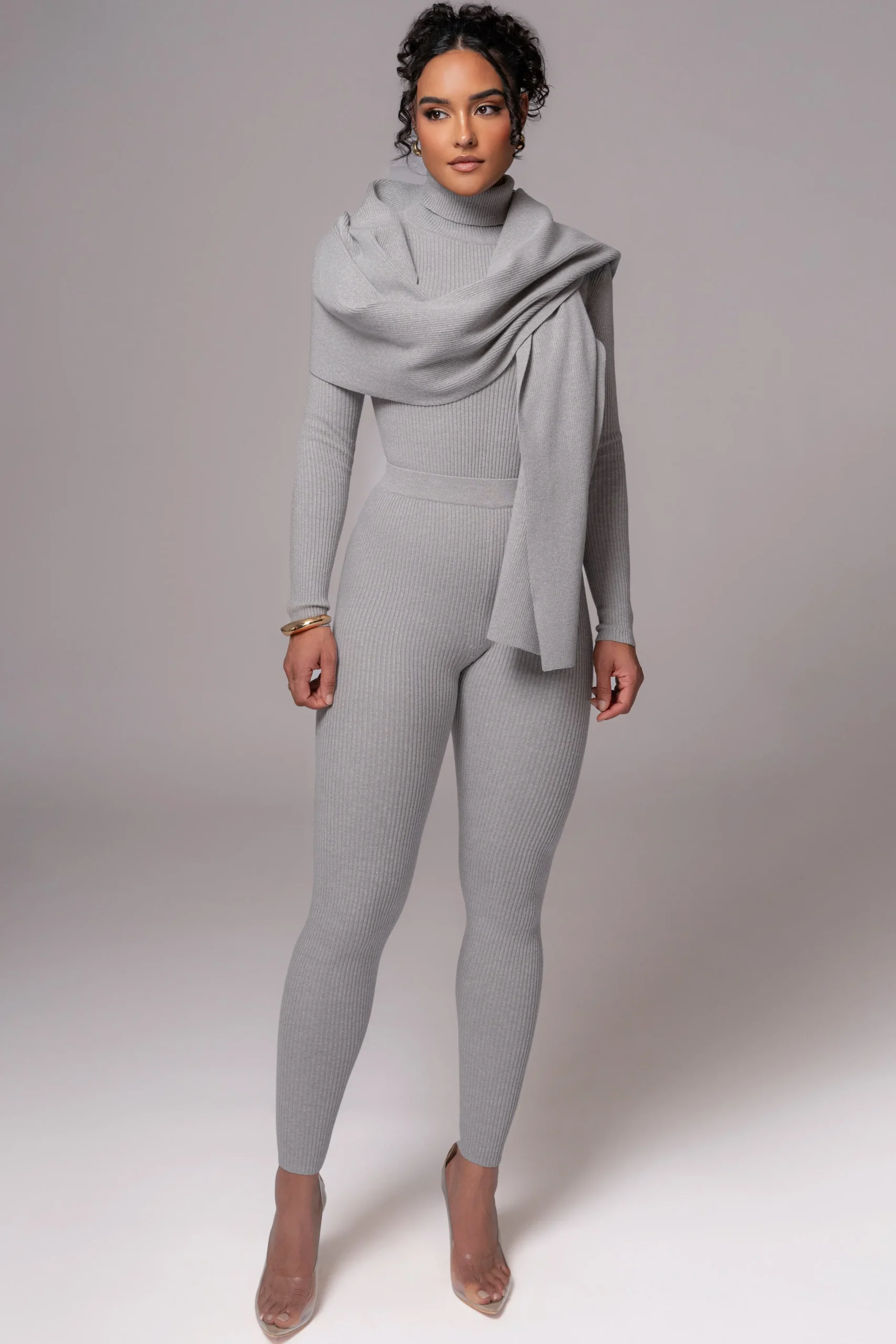 Heather Grey Naaya Ribbed Leggings