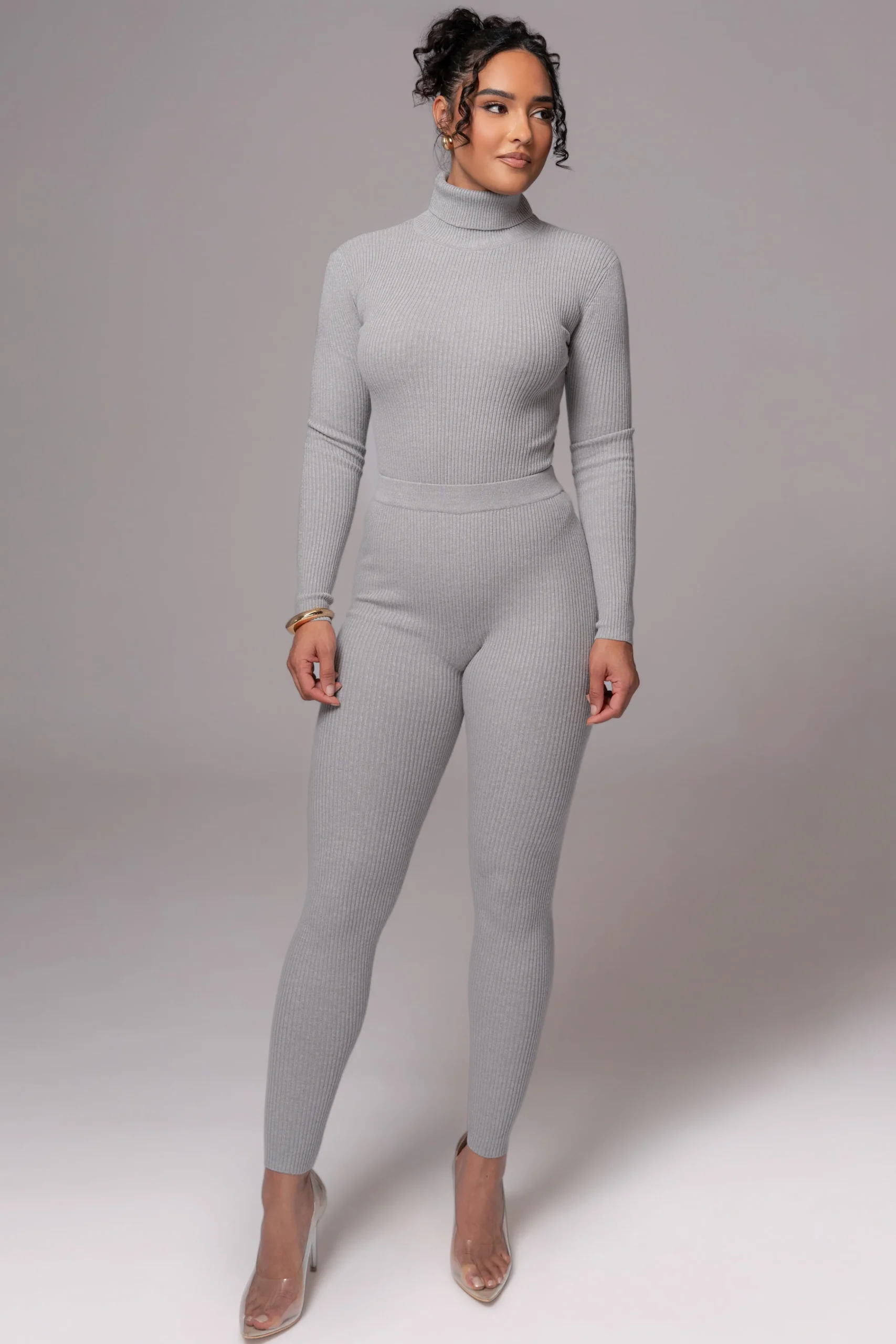 Heather Grey Naaya Ribbed Leggings