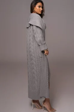 Heather Grey Upstate Cable Knit Cardigan