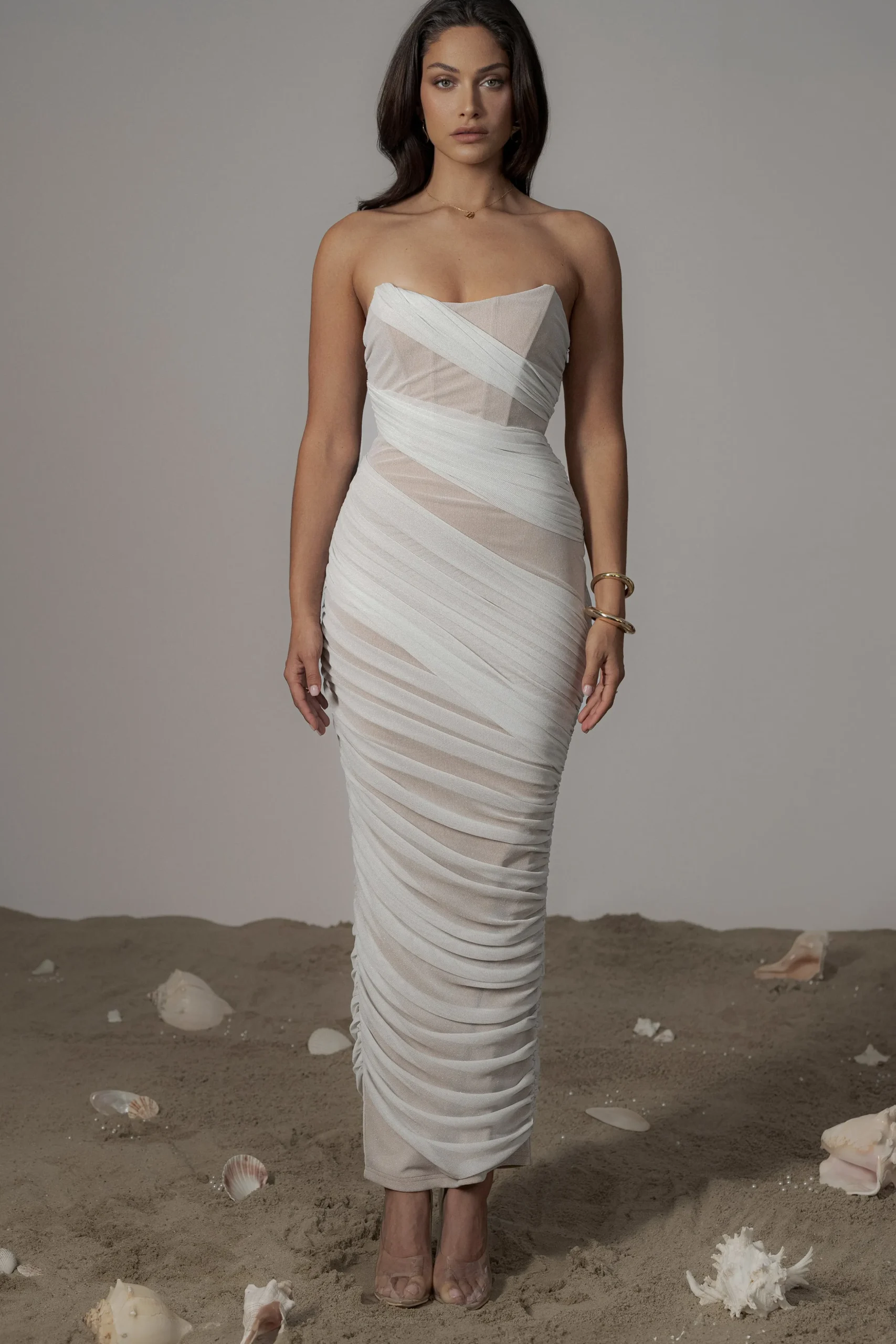 Ivory Catalina Lurex Knit Maxi Dress