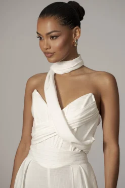 Ivory Coastal Bliss Linen Bustier