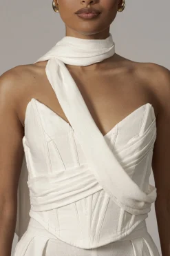 Ivory Coastal Bliss Linen Bustier