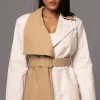 Ivory Color Block Summit Belted Jacket