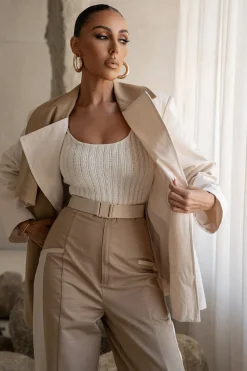 Ivory Color Block Summit Belted Jacket