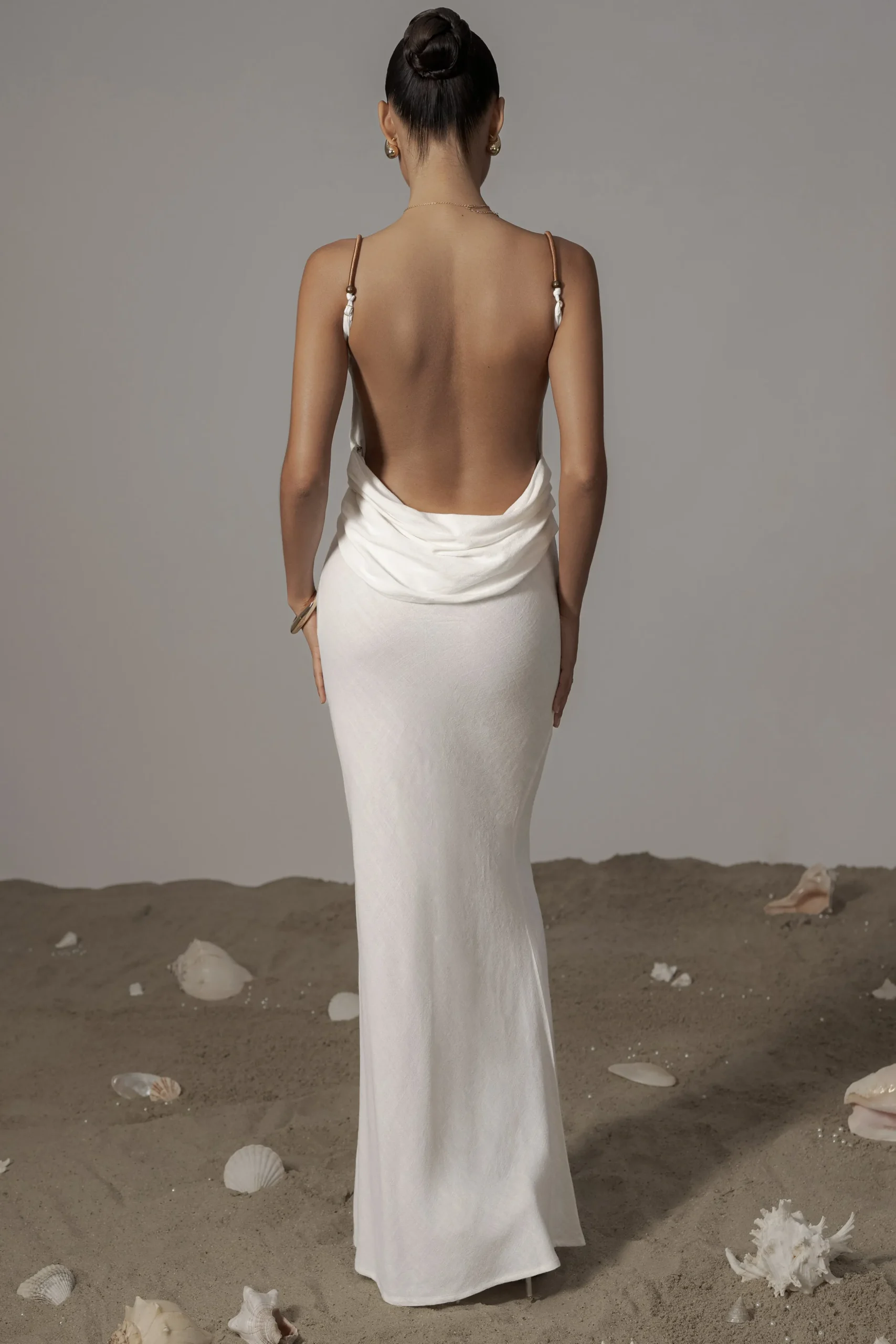 Ivory Getaway Linen Maxi Dress