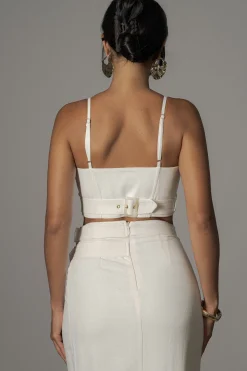 Ivory Gisele Linen Slit Skirt