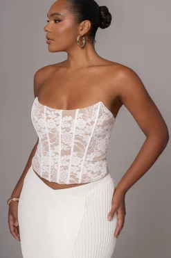 Ivory Hamptons Ribbed Slit Skirt