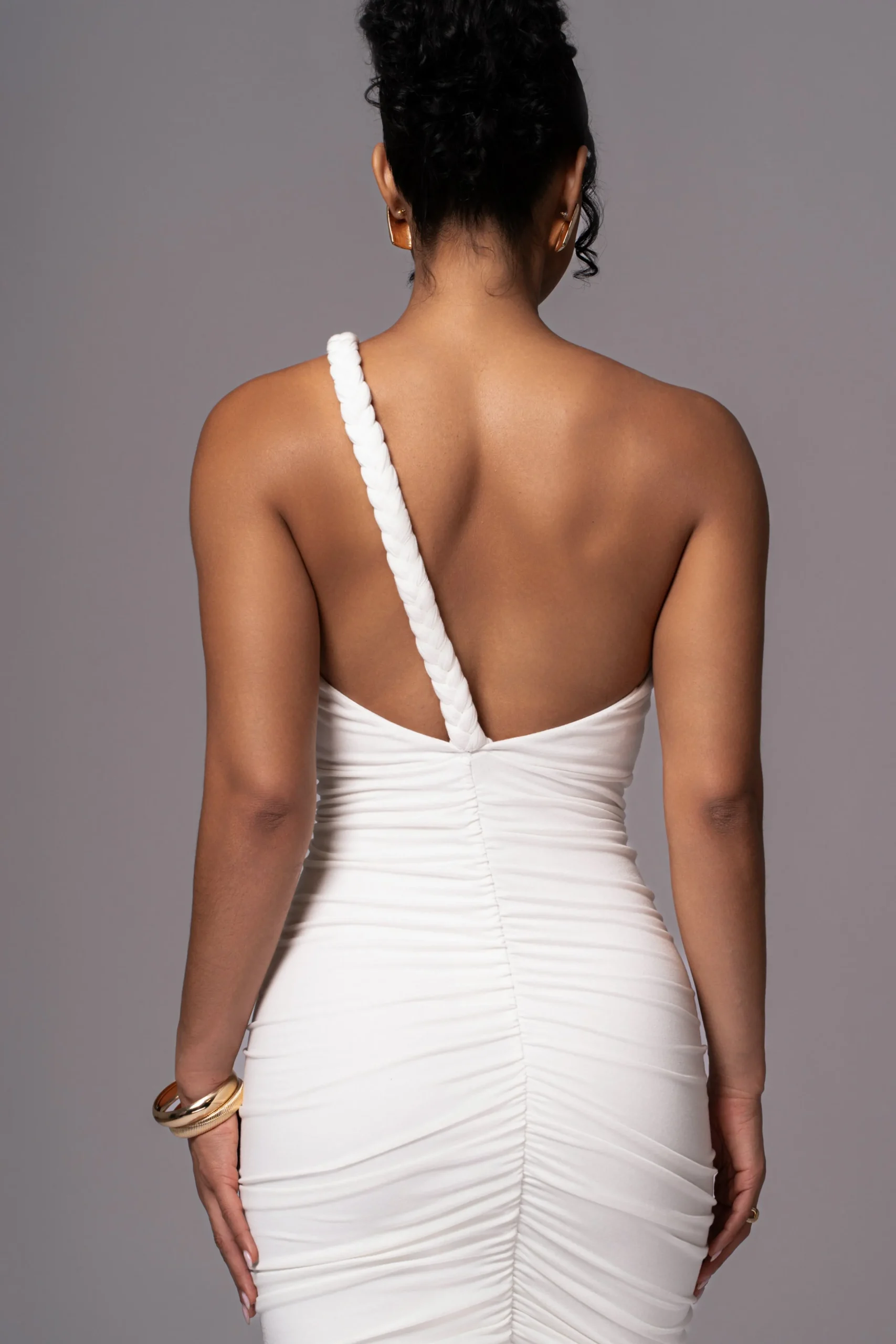 Ivory Jess Ruched Midi Dress