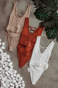 Ivory Juliette Knit Belted One Piece