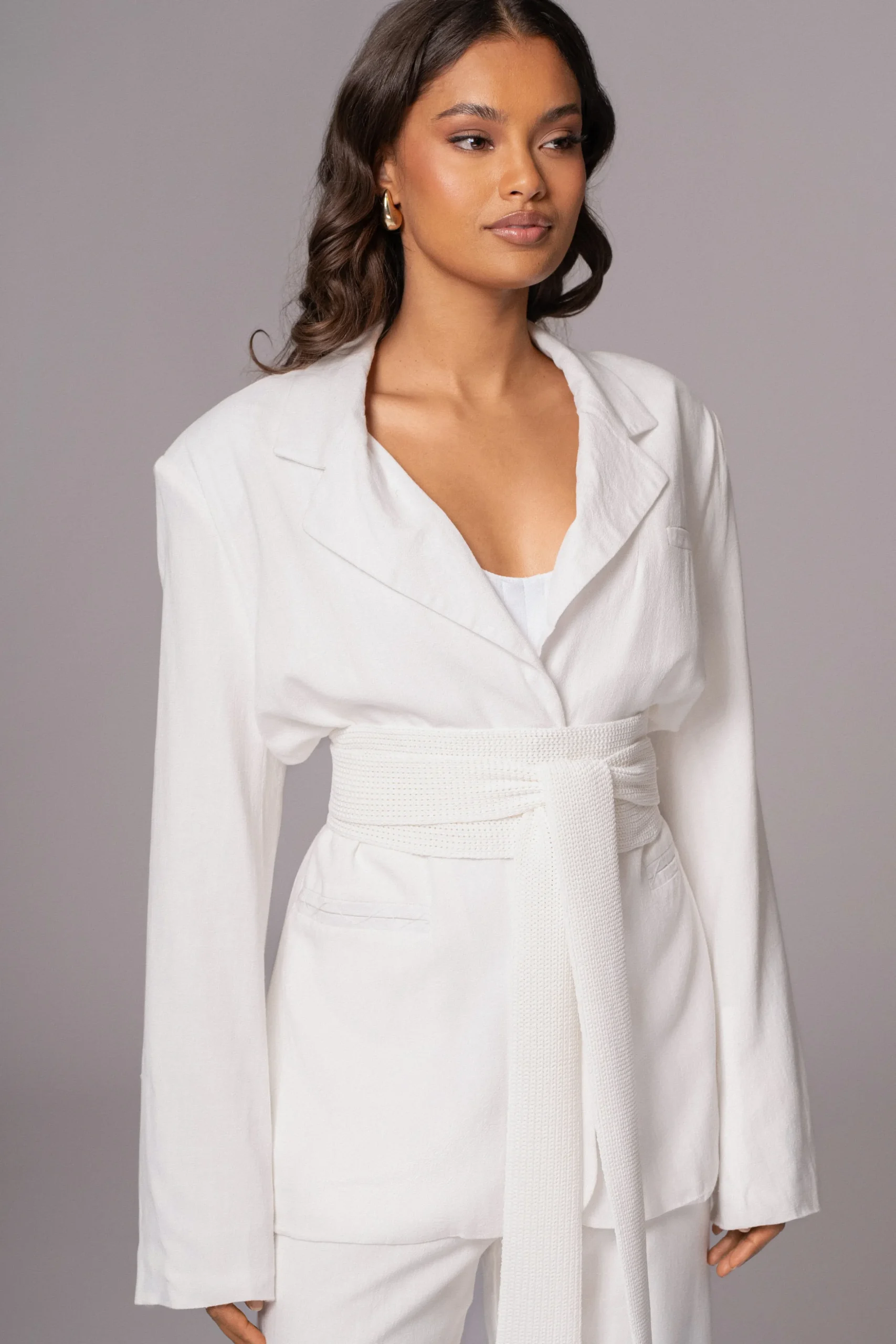 Ivory Lagos Knit Belt