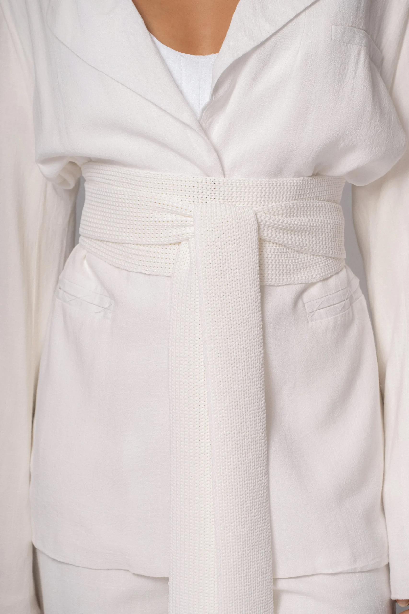 Ivory Lagos Knit Belt