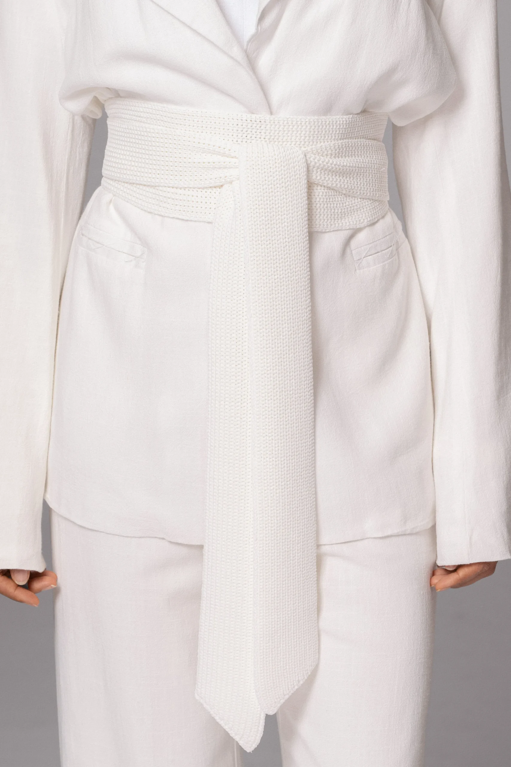 Ivory Lagos Knit Belt