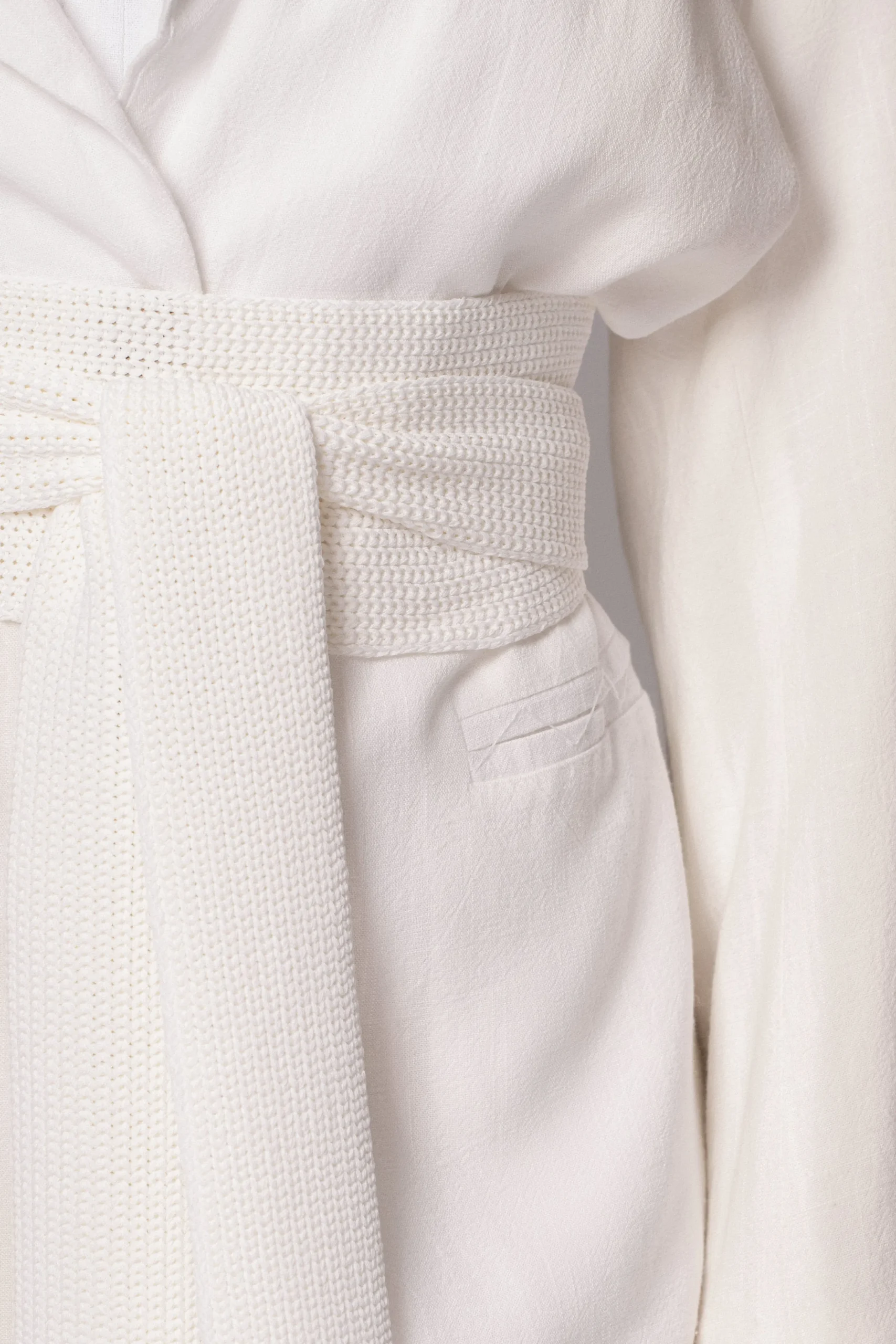 Ivory Lagos Knit Belt