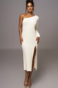 Ivory Long Knit Sweater Dress