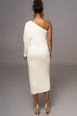 Ivory Long Knit Sweater Dress