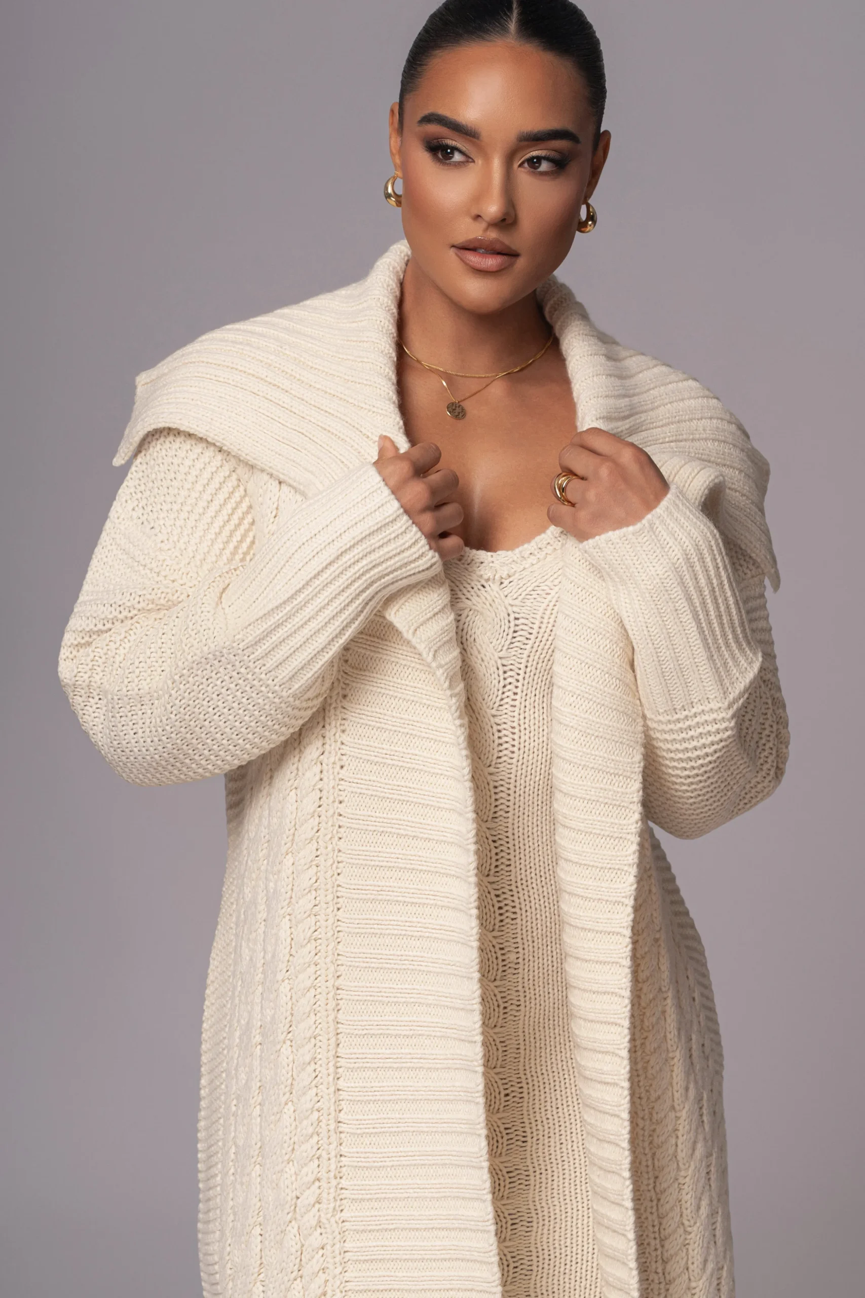 Ivory Malinda Sweater Knit Cardigan