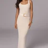 Ivory Moonrise Ribbed Maxi Dress