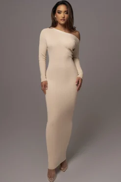 Ivory Night Shimmers Asymmetrical Maxi Dress