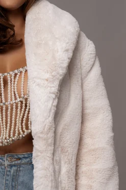 Ivory Refined Faux Fur Oversized Coat