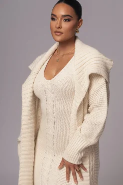 Ivory Sleeveless Cable Knit Dress
