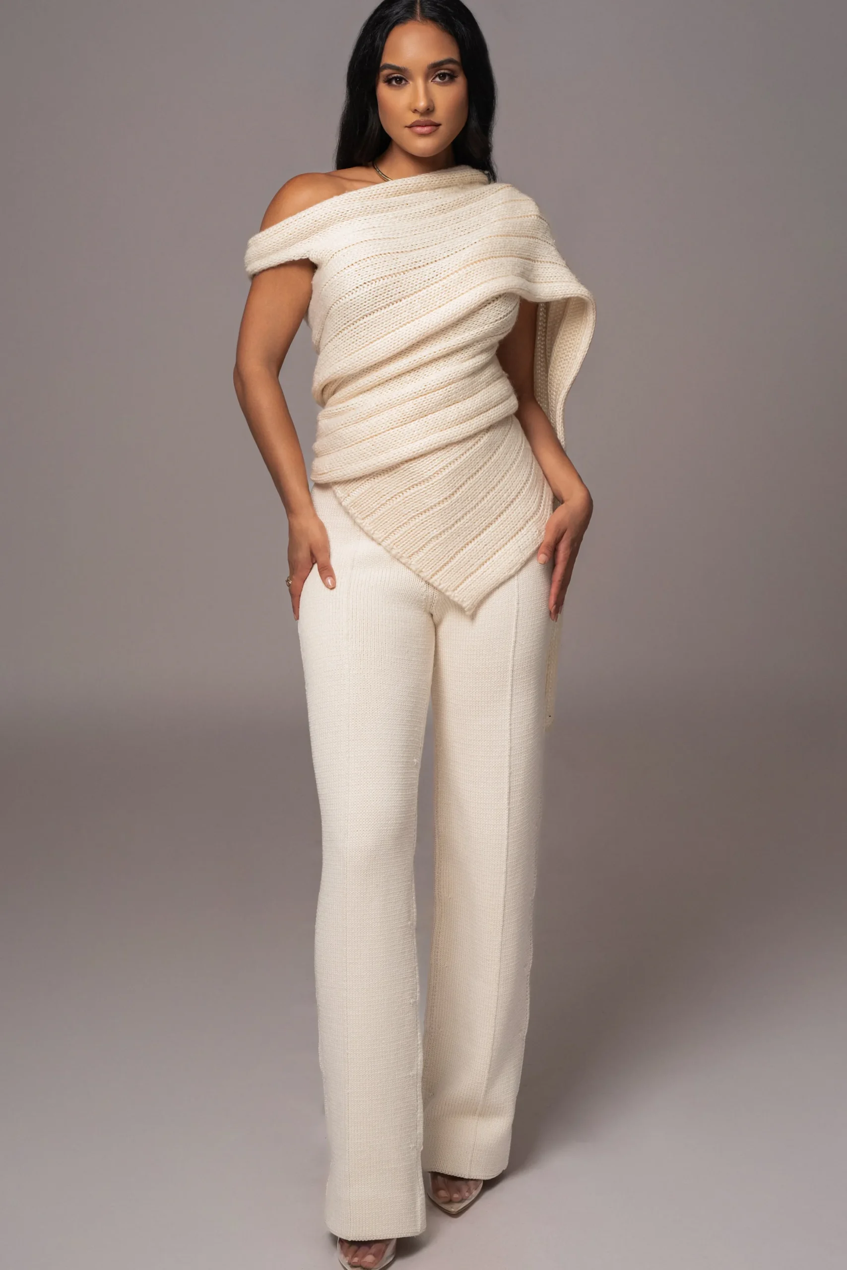 Ivory Soft Life Cable Knit Sweater Top