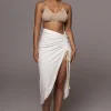 Ivory Spring Ruched Linen Skirt