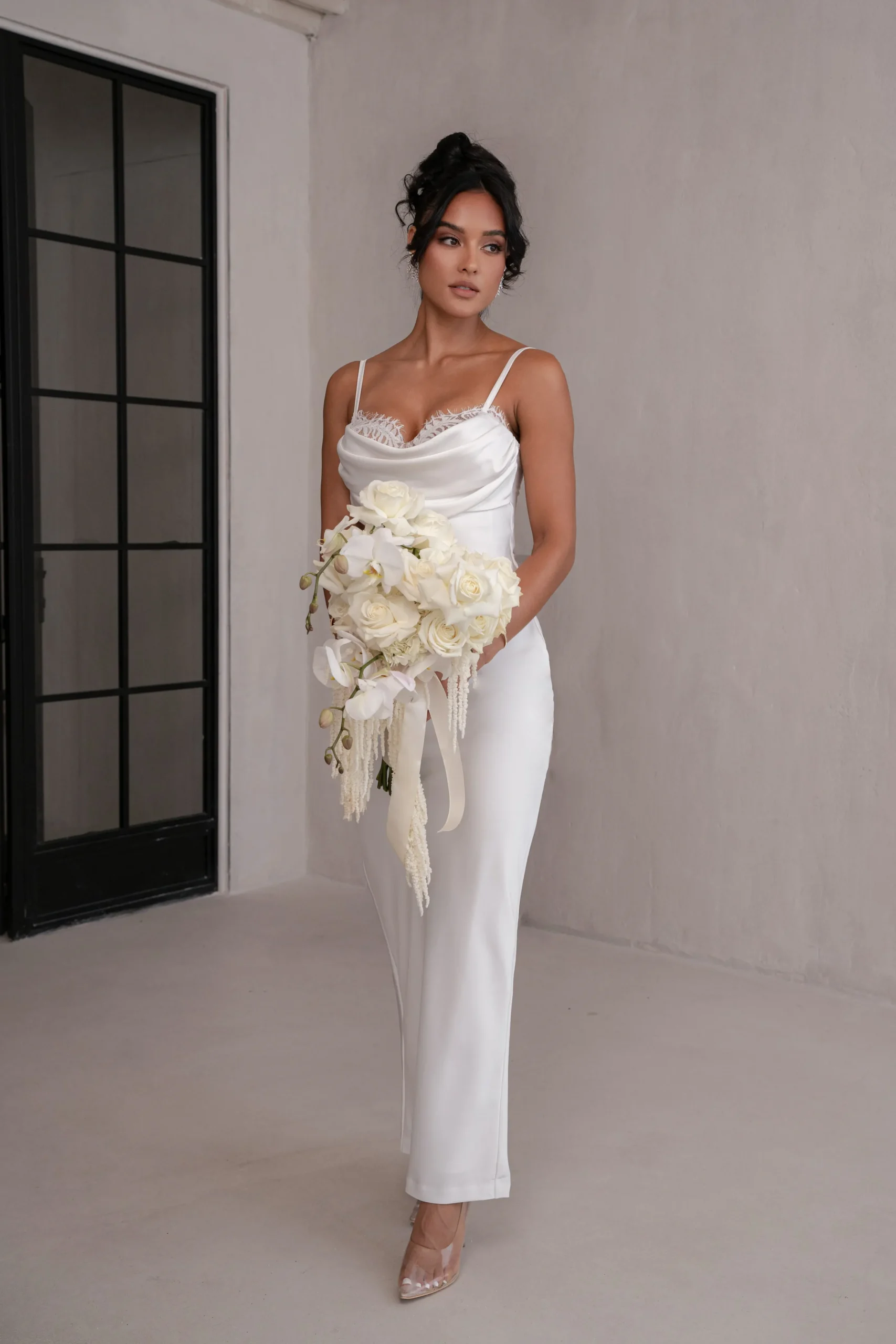 Ivory Unveiled Satin Maxi Dress