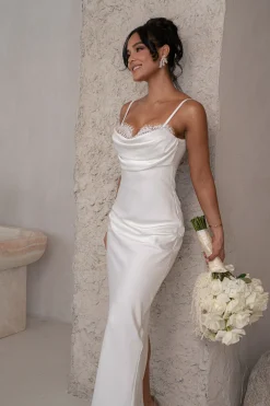 Ivory Unveiled Satin Maxi Dress