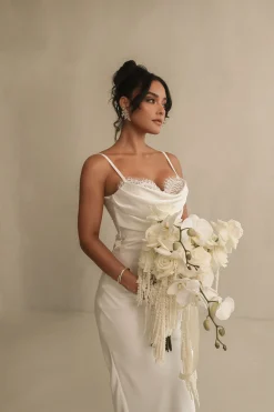 Ivory Unveiled Satin Maxi Dress