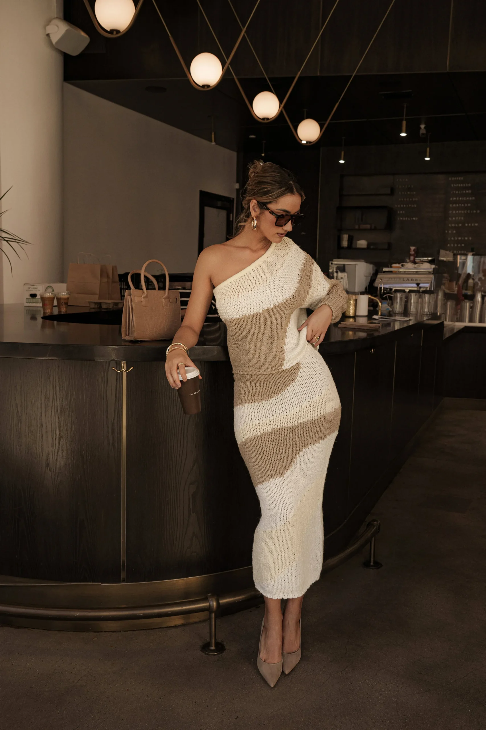Ivory/Beige Monette Printed Knit Skirt