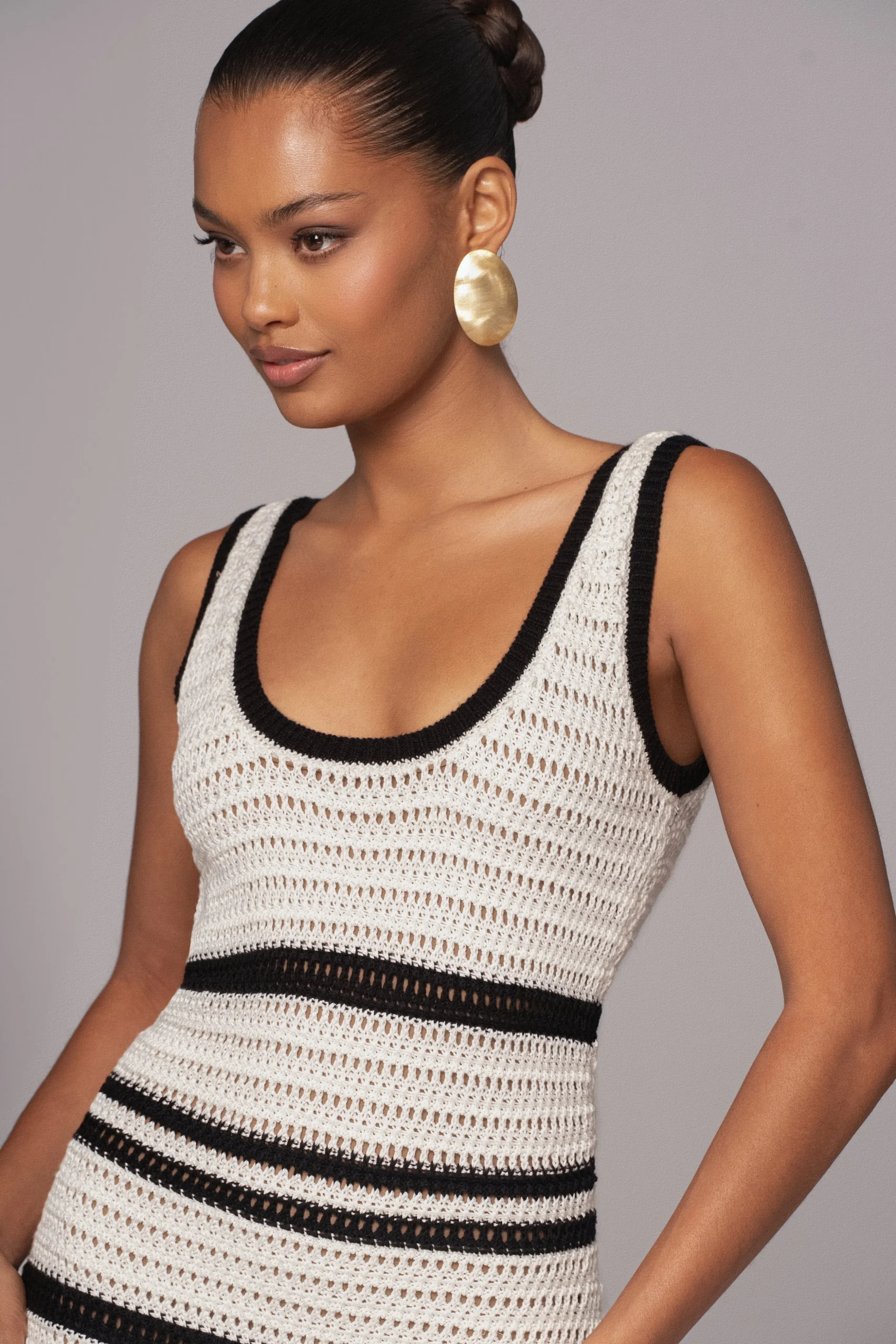 Ivory/Black Destiny Knit Maxi Dress