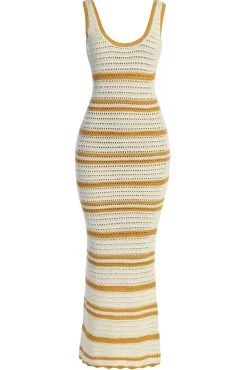 Ivory/Yellow Destiny Knit Maxi Dress