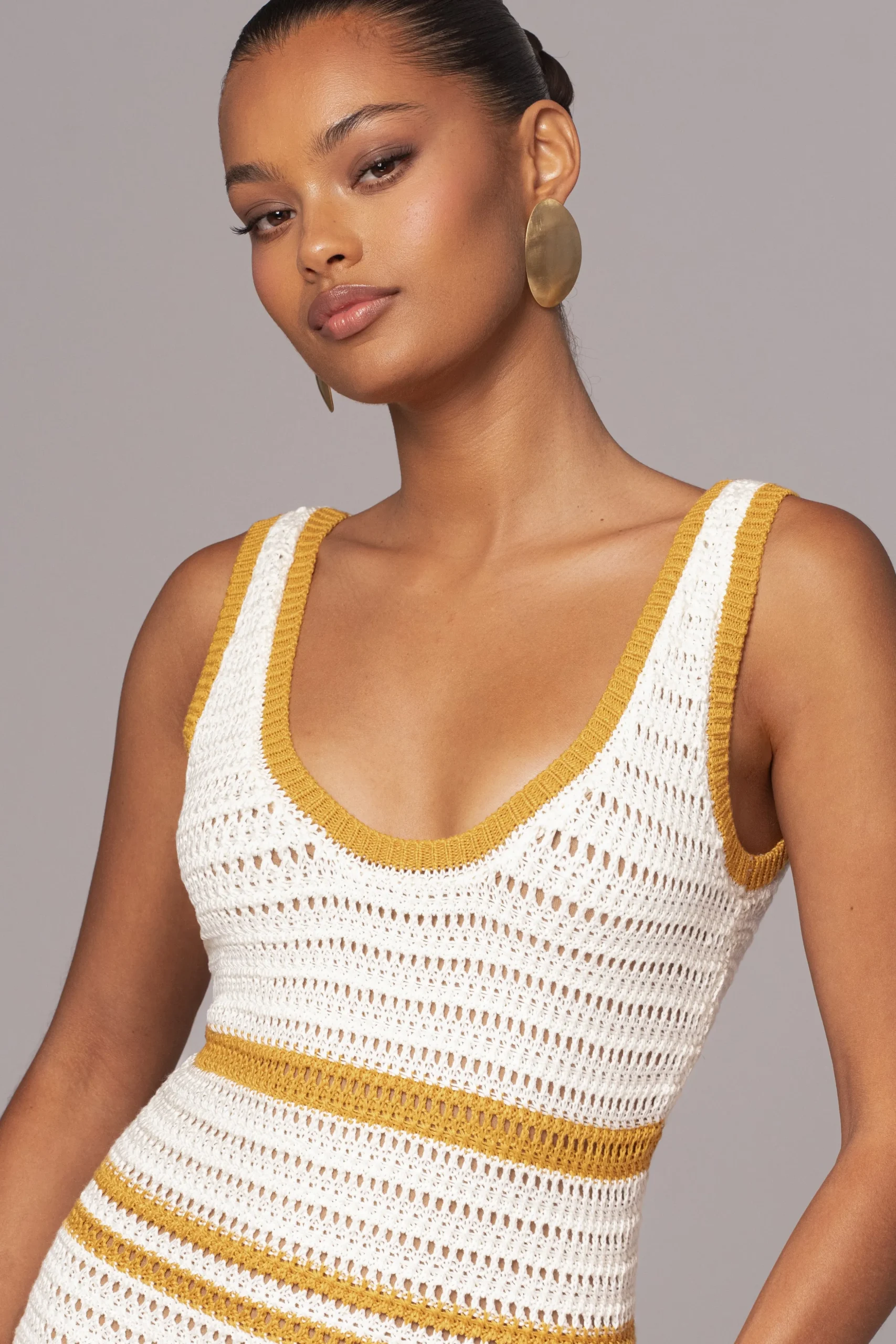 Ivory/Yellow Destiny Knit Maxi Dress