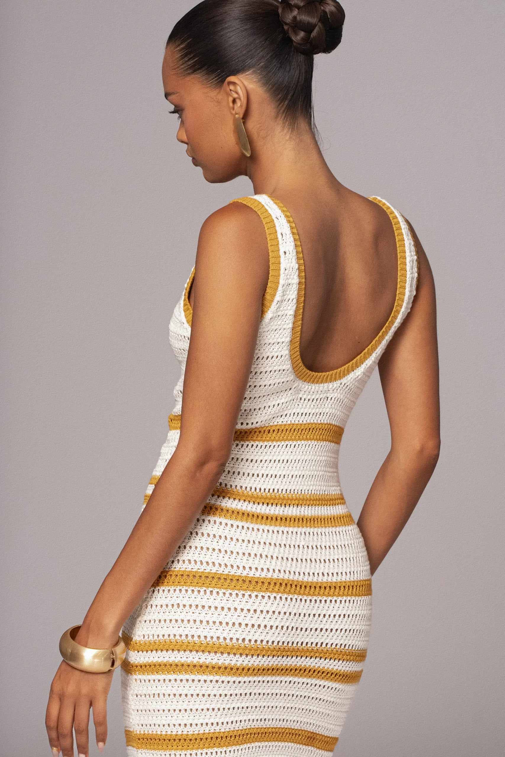 Ivory/Yellow Destiny Knit Maxi Dress