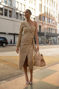 Khaki Amal One Shoulder Top