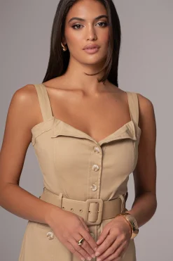 Khaki Forever Summer Belted Dress