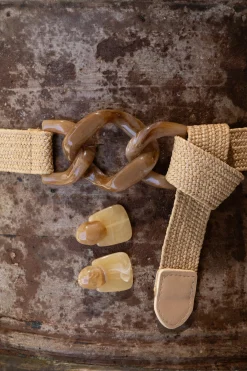 Khaki Marble Buckle Woven Belt