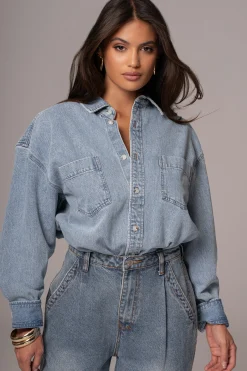 Light Wash Denim Brandi Oversized Button Up