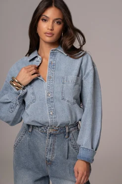Light Wash Denim Brandi Oversized Button Up